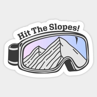 Sunset Mountain Ski Goggles | Hit The Slopes! Sticker